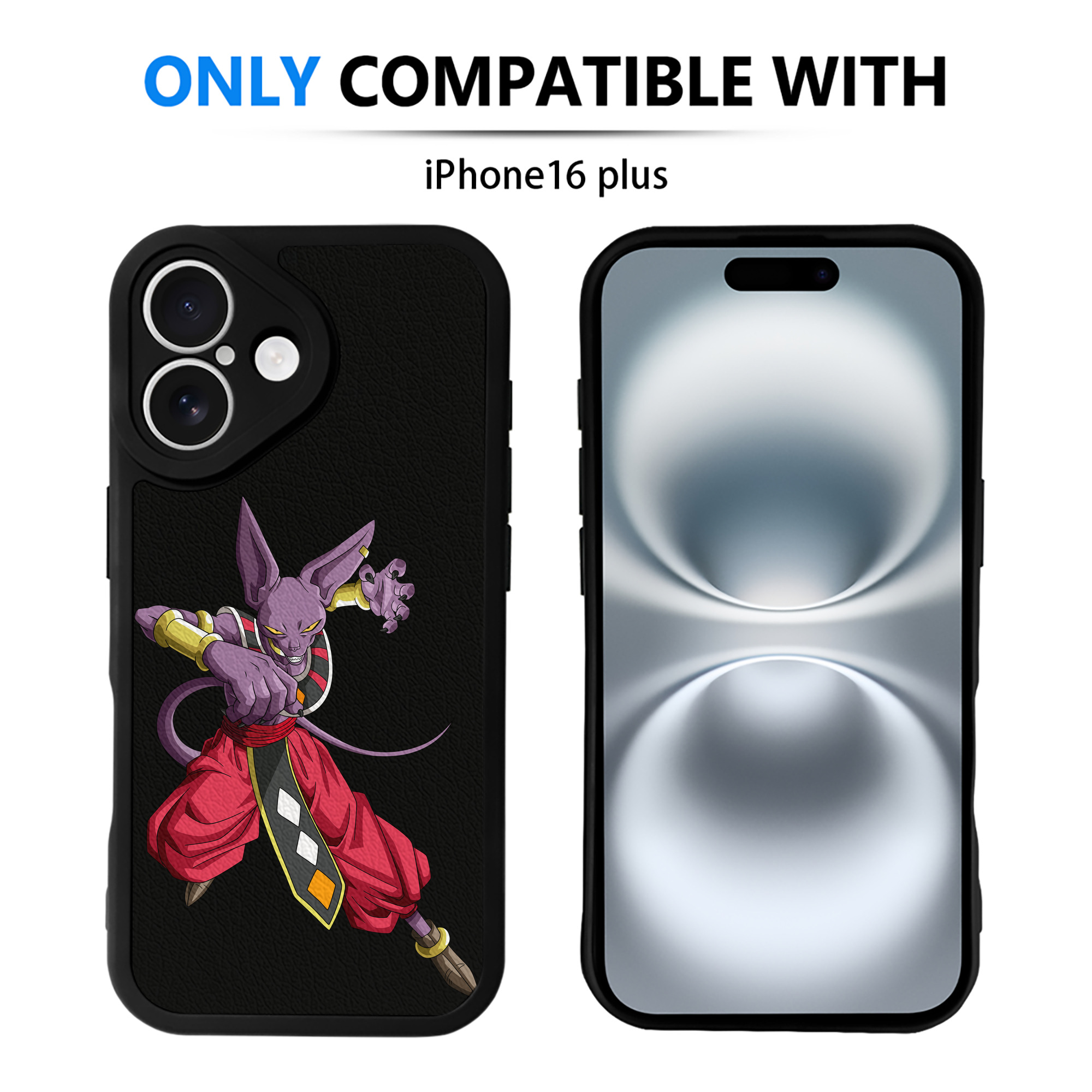 （画像用） ドラゴンボール ビルス 破壊神ビルス DRAGON BALL Beerus Birusu 【iPhone 16シリーズ対応】シリコンスマホケース（レザー調） 材質：シリコン